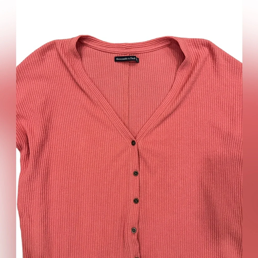 Abercrombie & Fitch Women’s Ribbed Tie Front Top Size M - Picture 2 of 6